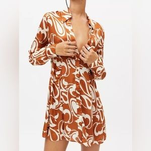 UO Renee Printed Button-Down Shirt Dress